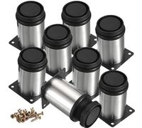 Btowin VCF Lot de 8 pieds de meubles ronds et réglables en acier inoxydable de 10 cm pour table, armoire, cuisine, meuble TV