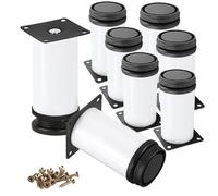 Btowin VCF Lot de 8 pieds de meubles ronds et réglables en acier inoxydable de 20 cm pour table, armoire, cuisine, meuble TV