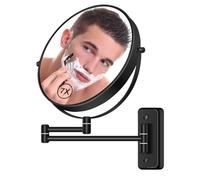 BTremary Miroir de Maquillage grossissant Mural de 20,3 cm 1X/7X Double Face pivotant à 360° pour Salle de Bain pour Homme et Femme à l'hôtel/Maison, Noir