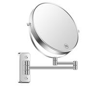 BTremary Miroir de Maquillage Mural de 22,9 cm, Grossissant 1X/7X pour Salle de Bain, Miroir de Courtoisie Pivotant à 360 °, Miroir Cosmétique de Rasage Extensible pour Hommes et Femmes, Chromé