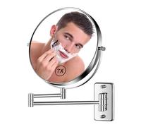BTremary Miroir de Maquillage Mural grossissant de 20,3 cm, 1X/7X, Bras oscillant, Double Face, pivotant à 360 °, Miroir de Rasage pour Homme et Femme à l'hôtel/Maison, chromé
