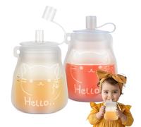 btrfe Lot de 2 pochettes alimentaires réutilisables pour bébé, sachets à presser pour tout-petits, en silicone sans BPA, rechargeables pour aliments pour bébés, purées, jus, smoothies et yaourts, 180