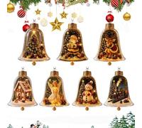 BTRHTOX Lot de 7 décorations Lumineuses d'histoires de Noël(A) | Mini scène de vacances en boules de Noël avec guirlande lumineuse,Décoration de Noël LED chaude pour arbres