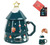 BTRHTOX Tasse de Noël tasse en porcelaine tasse à café 3D Noël(A) | Funny 3D Christmas Tree Shaped Coffee Cup Milk Cup Milk Cup Gift for Christmas New Year Green