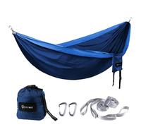 BTRWOR Hamac d'Extérieur 2 Personnes Ultra-Léger | Charge Maximale 300 kg | Nylon Camping de Voyage avec Set de Fixation | 290x170cm (Bleu Marine)