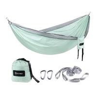 BTRWOR Hamac d'extérieur pour 2 personnes | Capacité de charge de 300 kg | Hamac double avec kit de fixation | Hamac de camping de voyage en nylon | 290 x 170 cm (vert menthe)