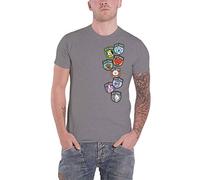 BTS BT21 T-Shirt Imprimé Officiel Badges (Gris) S