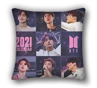 BTS Merchandising BTS Family Coussin en coton et lin Motif Jin Suga JHope RM Jimin V Jung Kook 45 cm x 45 cm