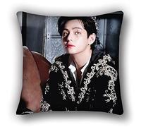 BTS Merchandising Coussin en coton et lin BTS Jin Suga JHope RM Jimin V Jung Kook Figurine imprimée décorative 45 cm x 45 cm