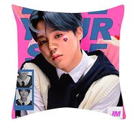 BTS Merchandising Housse de coussin en velours Kpop BTS Jimin V Suga Jung Kook Housse de coussin carrée lavable 45 cm x 45 cm
