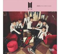 BTS OFFICIAL | Mini calendrier mural mensuel 2025 17,8 x 35,6 cm | Sans plastique | BrownTrout | K-Pop Bangtan Boys Music