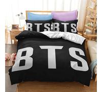 BTS Parure De Lit 3 Pièces en Microfibre Douce, 1 Housse De Couette Et 2 Taies d'oreiller, Convient pour Les Adultes Et Les Adolescents (200 x 200 cm, F)