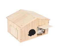 BTSAE Maison hérisson en bois avec trappe à rat et sol, hôtel à hérisson résistant à l'hiver avec entrée labyrinthe et toit incliné, maison hérisson sans danger pour les chats pour jardin, cour
