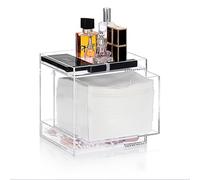 BTSKY Boîte de rangement jetable en acrylique pour serviettes de visage avec tiroir et plateau supérieur - Boîte de rangement transparente pour serviettes faciales, dessus de table/mural pour chiffons