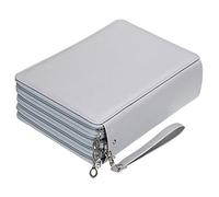 BTSKY Classeur 216 emplacements pour crayons de couleur à 3 anneaux à feuilles mobiles Organisateur de crayons en cuir PU pour adultes gris