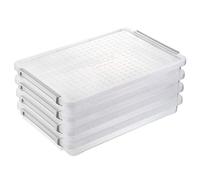 BTSKY Lot de 4 boîtes de rangement empilables en plastique transparent A4 Plus avec boucle, fournitures de bureau, accessoires de bureau, étui de protection de dossier, étui de projet portable