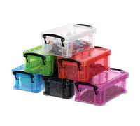 BTSKY Mini boîte de rangement en plastique transparent avec couvercle verrouillable - 6 couleurs assorties - Pour travaux manuels, papeterie, bijoux, couture et plus encore dans la salle de classe ou