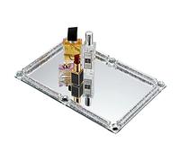 BTSKY Plateau miroir en verre avec cadre en diamants écrasés - Plateau décoratif rectangulaire en cristal pour cosmétiques, parfums et bibelots, tasse de service, décoration d'intérieur - 30 x 20 cm