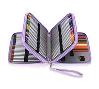 BTSKY Trousse de Luxe en Cuir synthétique pour Crayons de Couleur - 120 emplacements pour Crayons, Violet, Moderne