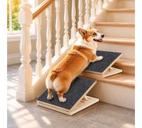 Btstil Lot de 2 rampes d'escalier réglables pour chiens avec surface en moquette, escalier pour chien à angle bas avec repose-pieds pour petits chiens et animaux domestiques