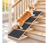 Btstil Lot de 4 rampes d'escalier réglables pour chiens avec surface en moquette, escalier pour chien à angle bas avec repose-pieds pour petits chiens et animaux domestiques