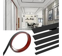Btstil Moulure flexible et garniture murale, finition métallisée effet miroir, bande autocollante noire pour mur, porte, meubles, armoire - 5 m