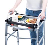 Btstil Plateau d'apprentissage pliable pour déambulateur avec porte-gobelet, plateaux pour promenades pour personnes âgées, plateau universel pour repas, lecture et boissons