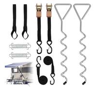 Btstil Thule Omnistor Kit de protection contre les tempêtes pour auvent et auvent, accessoires de camping-car avec sangles tempête de camping, cliquet, ressort de tension tampon