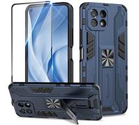 Btstring Coque pour Xiaomi Mi 11 Lite 5G NE /5G /4G avec Verre Trempé, Outdoor Antichoc de Qualité Militaire Coque avec Béquille Anti Rayure, Compatible Support de Voiture Magnétique - Bleu