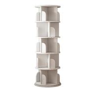 Btsunotr Étagère tournante Bibliothèque rotative 3/4/5/6 Niveaux à 360° Étagère Debout pour Le Rangement Organiseur d'étagères empilables Vitrine pour Chambre à Coucher Salon(Blanc,40 * 159cm)
