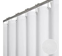 BTTN Rideau de Douche Blanc 120x200 cm, Texture Lin étroite, Anti-moisissure et imperméable, 8 Crochets Inclus, Moderne et Luxueux, Lavable avec Ourlet lesté, Polyester décoratif pour Salle de Bain