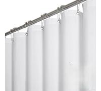 BTTN Rideau de douche en tissu 150 x 180 cm, aspect lin, anti-moisissure, imperméable, avec 10 crochets, moderne, lavable et résistant, décoratif, en polyester, pour baignoire, blanc