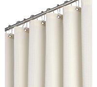 BTTN Rideau de Douche gaufré 180x200 cm, Anti-moisissure et imperméable, Tissu résistant, 12 Crochets Inclus, Moderne et Luxueux, Lavable et épais, Polyester décoratif pour Salle de Bain, Beige/Crème