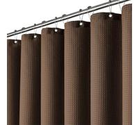 BTTN Rideau de douche gaufré et expresso, 180 x 200 cm, anti-moisissure, tissu lourd, imperméable, avec 12 crochets, moderne, lesté, décoratif, pour salle de bain, marron
