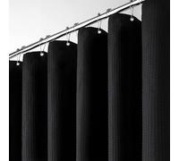 BTTN Rideau de douche gaufré noir 180x180 cm, Anti-moisissure et imperméable, Tissu résistant, 12 crochets inclus, Moderne et luxueux, Lavable avec ourlet lesté, Polyester décoratif pour salle de bain