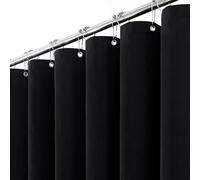 BTTN Rideau de Douche Noir 120x200 cm, Texture Lin étroite, Anti-moisissure et imperméable, 8 Crochets Inclus, Moderne et Luxueux, Lavable avec Ourlet lesté, Polyester décoratif pour Salle de Bain