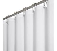 BTTN Rideau de Douche Petit 120x180 cm, Texture Lin, Anti-moisissure et imperméable, 8 Crochets Inclus, Moderne et Luxueux, Lavable et Durable, Polyester décoratif pour Salle de Bain, Blanc