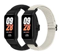 BTTNG Lot de 2 bracelets élastiques réglables en nylon pour Xiaomi Band 8 Active/Redmi Smart Band 2, Noir/beige, Moderne