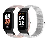 BTTNG Lot de 2 bracelets réglables en nylon respirant pour Xiaomi Band 8 Active/Redmi Smart Band 2, Sable poudré + coquillage, Moderne