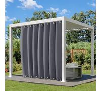 BTTO Rideaux d'extérieur imperméables, L254 X H243 cm avec œillets en Haut et en Bas, Coupe-Vent, Protection Solaire Rideaux exterieurs pour pergola, Terrasse, Balcon, Gris foncé, 1 pièce