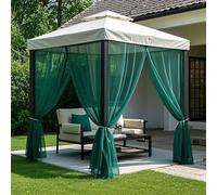 BTTO Rideaux d'extérieur, Lot de 2 Rideau Voilage Moustiquaire Exterieur Lumière Filtrer Transparent avec Bricolage Réglable pour Patio, Jardin, Gazebo, Vert, L160 X H305 cm
