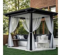 BTTO Rideaux d'extérieur, Lot de 2 Rideau Voilage Moustiquaire Exterieur Lumière Filtrer Transparent avec Bricolage Réglable pour Patio, Jardin, Gazebo, Blanc, L160 X H305 cm
