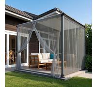 BTTO Rideaux d'extérieur, Lot de 2 Rideau Voilage Moustiquaire Exterieur Lumière Filtrer Transparent avec Bricolage Réglable pour Patio, Jardin, Gazebo, Gris, L160 X H213 cm
