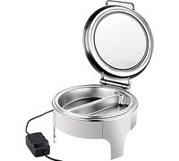 BTURYT Chafing Dish Électrique, Buffets Chauffe-Plat Rond, Chafing Dishes Serveurs De Buffet, Acier Inoxydable/céramique Food Pan for Birthday Party, Family Gathering, Stand élevé Stable, 6l