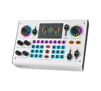 Btuty Carte son 48 V - Alimentation fantôme - Carte son en direct - Lumière RVB BT sans fil - Plug and Play - Pour streaming en direct, podcasting, enregistrement de contenu - Création de jeux -