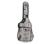 Btuty Housse pour guitare de 104,1 cm, tissu Oxford 600D résistant à l'eau, style journal, sangles rembourrées, housse de transport pour guitare acoustique classique folk de 104,1 cm, blanc/noir,