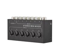 Btuty Mélangeur passif stéréo 6 canaux, mélangeur audio Rca, distributeur stéréo 6 entrées et 2 sorties, contrôle du volume, pas besoin de batterie