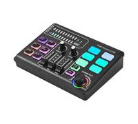 Btuty Mixeur Audio Pour Jeux 48v Phantom Power Interface Audio Rgb Light Bt Plug And Play Carte Son Pour Chant De Table Mixer Pour Streaming En Direct Podcasting Contenu Créer Des Jeux Rechargeable