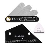 Btuty Outil de Mesure de Guitare, Jauge D'action Corde et Règle Soulagement du Cou avec Support Médiator pour la Configuration Guitare Basse électrique Acoustique (03 Style)