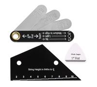 Btuty Outil de mesure de guitare, jauge d'action des cordes et règle de soulagement du cou avec support de médiator pour guitare basse électrique acoustique (style 02)